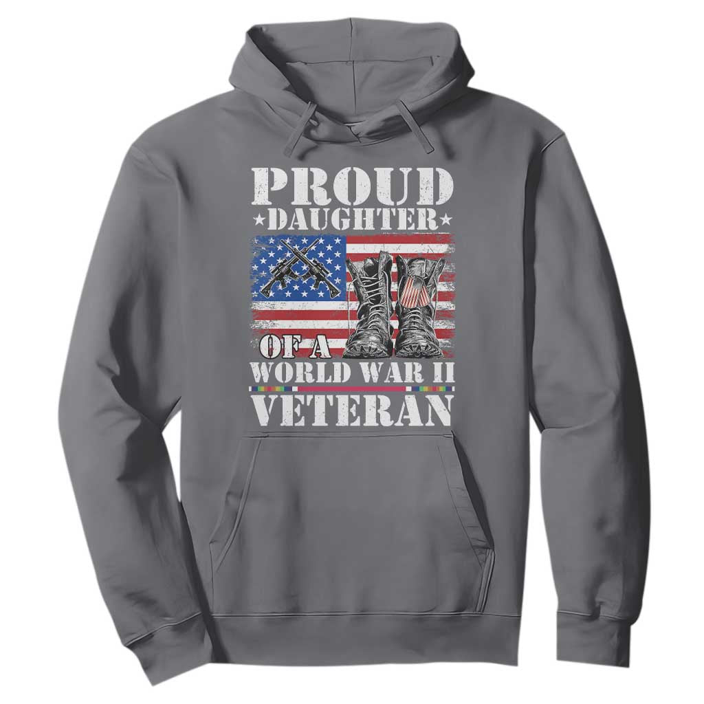 Proud Daughter Of A World War II Veteran Hoodie American Flag Army Boots TS11 Charcoal Print Your Wear