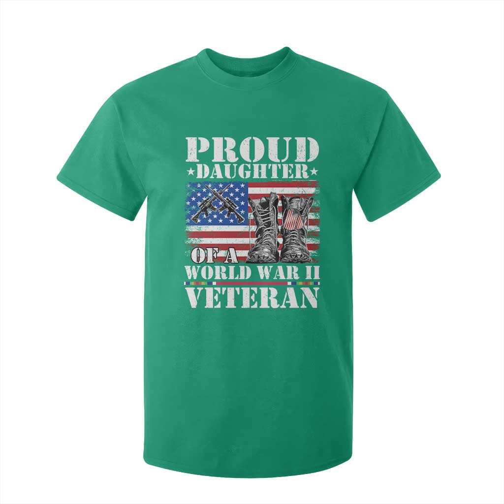 Proud Daughter Of A World War II Veteran T Shirt For Kid American Flag Army Boots TS11 Irish Green Print Your Wear