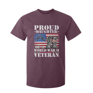 Proud Daughter Of A World War II Veteran T Shirt For Kid American Flag Army Boots TS11 Maroon Print Your Wear