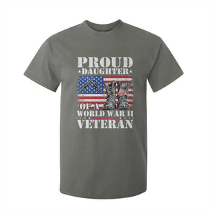 Proud Daughter Of A World War II Veteran T Shirt For Kid American Flag Army Boots TS11 Military Green Print Your Wear