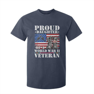 Proud Daughter Of A World War II Veteran T Shirt For Kid American Flag Army Boots TS11 Navy Print Your Wear