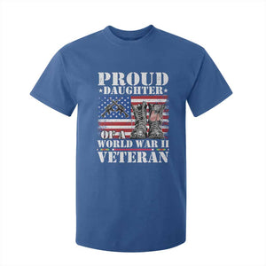 Proud Daughter Of A World War II Veteran T Shirt For Kid American Flag Army Boots TS11 Royal Blue Print Your Wear