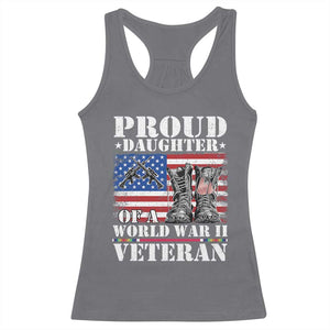 Proud Daughter Of A World War II Veteran Racerback Tank Top American Flag Army Boots TS11 Charcoal Print Your Wear