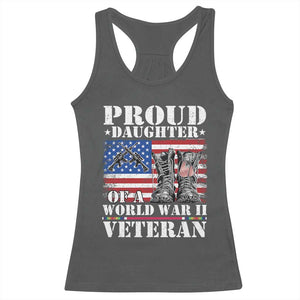 Proud Daughter Of A World War II Veteran Racerback Tank Top American Flag Army Boots TS11 Dark Heather Print Your Wear