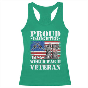 Proud Daughter Of A World War II Veteran Racerback Tank Top American Flag Army Boots TS11 Irish Green Print Your Wear
