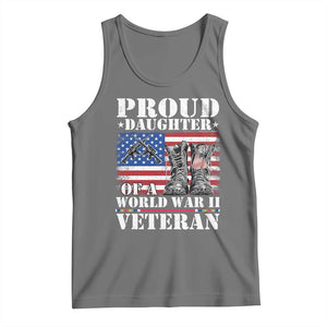 Proud Daughter Of A World War II Veteran Tank Top American Flag Army Boots TS11 Black Heather Print Your Wear