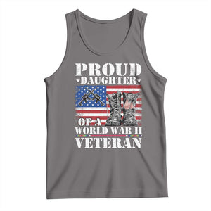 Proud Daughter Of A World War II Veteran Tank Top American Flag Army Boots TS11 Deep Heather Print Your Wear
