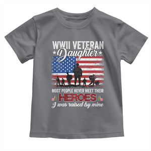WWII Veteran Daughter Most People Never Meet Their Heroes I Was Raised By Mine Toddler T Shirt American Flag TS11 Charcoal Print Your Wear