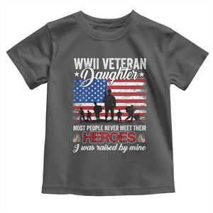 WWII Veteran Daughter Most People Never Meet Their Heroes I Was Raised By Mine Toddler T Shirt American Flag TS11 Dark Heather Print Your Wear