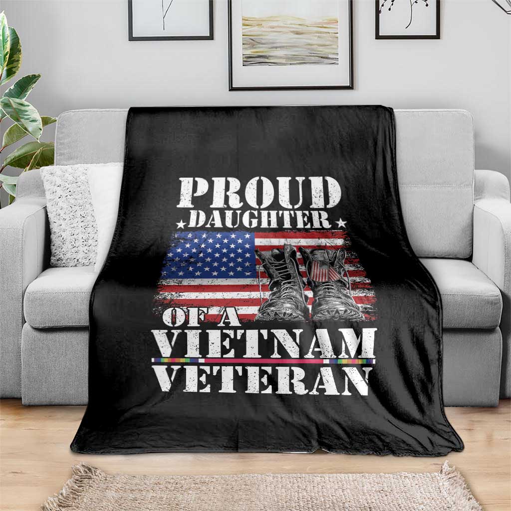 Proud Daughter Of A Vietnam Veteran Throw Blanket American Flag Army Boots TS11 Print Your Wear