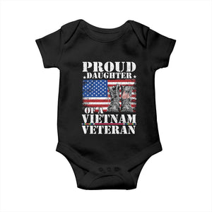 Proud Daughter Of A Vietnam Veteran Baby Onesie American Flag Army Boots TS11 Black Print Your Wear