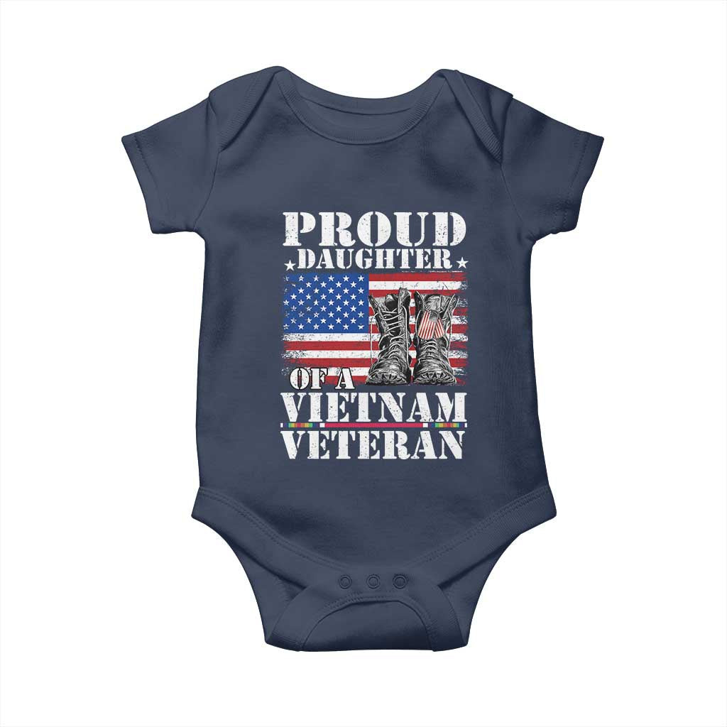 Proud Daughter Of A Vietnam Veteran Baby Onesie American Flag Army Boots TS11 Navy Print Your Wear