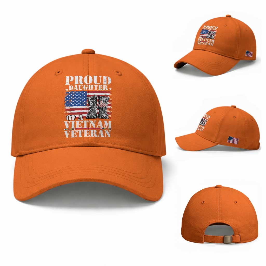 Proud Daughter Of A Vietnam Veteran Baseball Cap American Flag Army Boots TS11 Baseball Cap Universal Fit Orange Print Your Wear