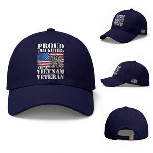Proud Daughter Of A Vietnam Veteran Baseball Cap American Flag Army Boots TS11 Baseball Cap Universal Fit Dark Blue Print Your Wear