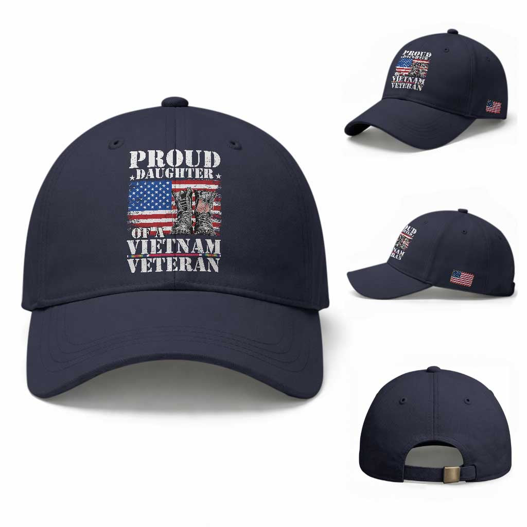 Proud Daughter Of A Vietnam Veteran Baseball Cap American Flag Army Boots TS11 Baseball Cap Universal Fit Navy Print Your Wear