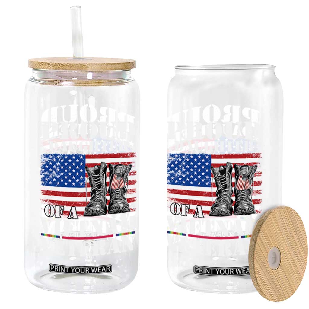 Proud Daughter Of A Vietnam Veteran Glass Can American Flag Army Boots TS11 Print Your Wear