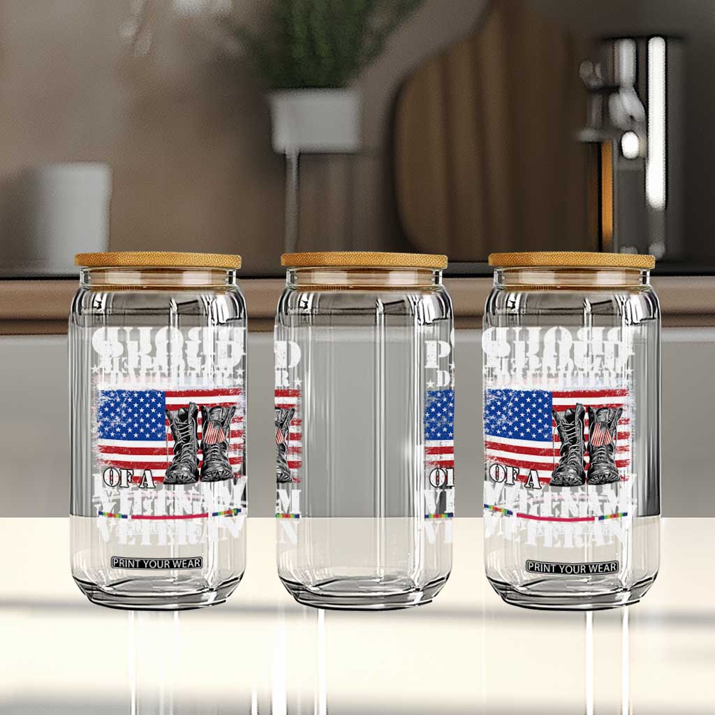Proud Daughter Of A Vietnam Veteran Glass Can American Flag Army Boots TS11 Print Your Wear