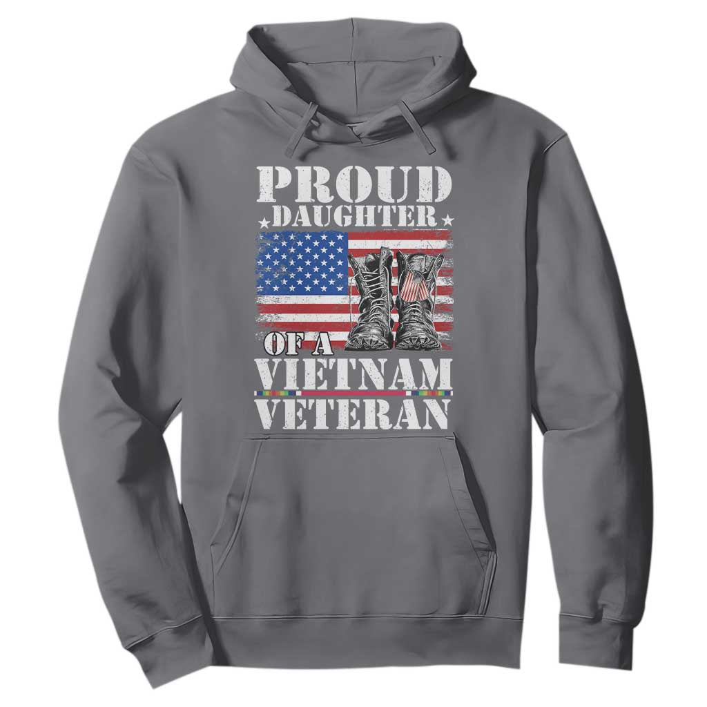 Proud Daughter Of A Vietnam Veteran Hoodie American Flag Army Boots TS11 Charcoal Print Your Wear