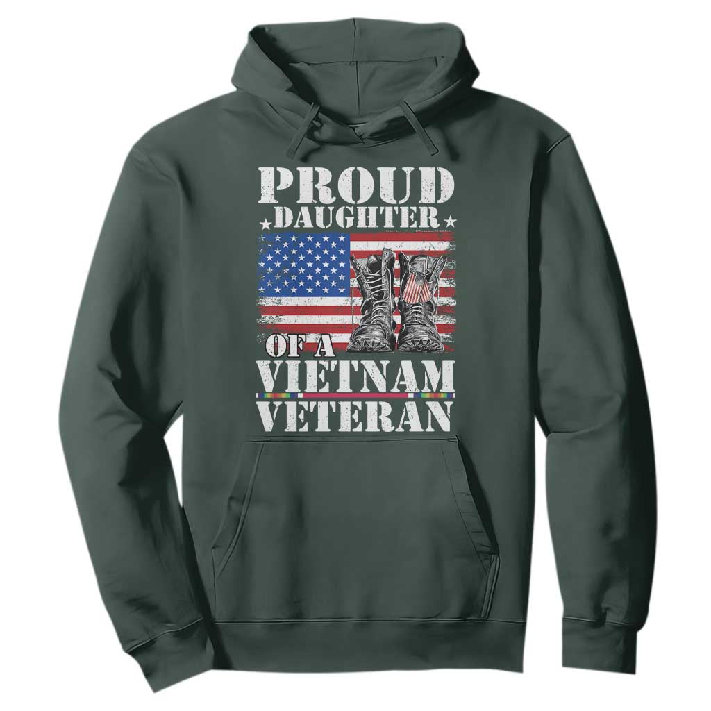 Proud Daughter Of A Vietnam Veteran Hoodie American Flag Army Boots TS11 Dark Forest Green Print Your Wear