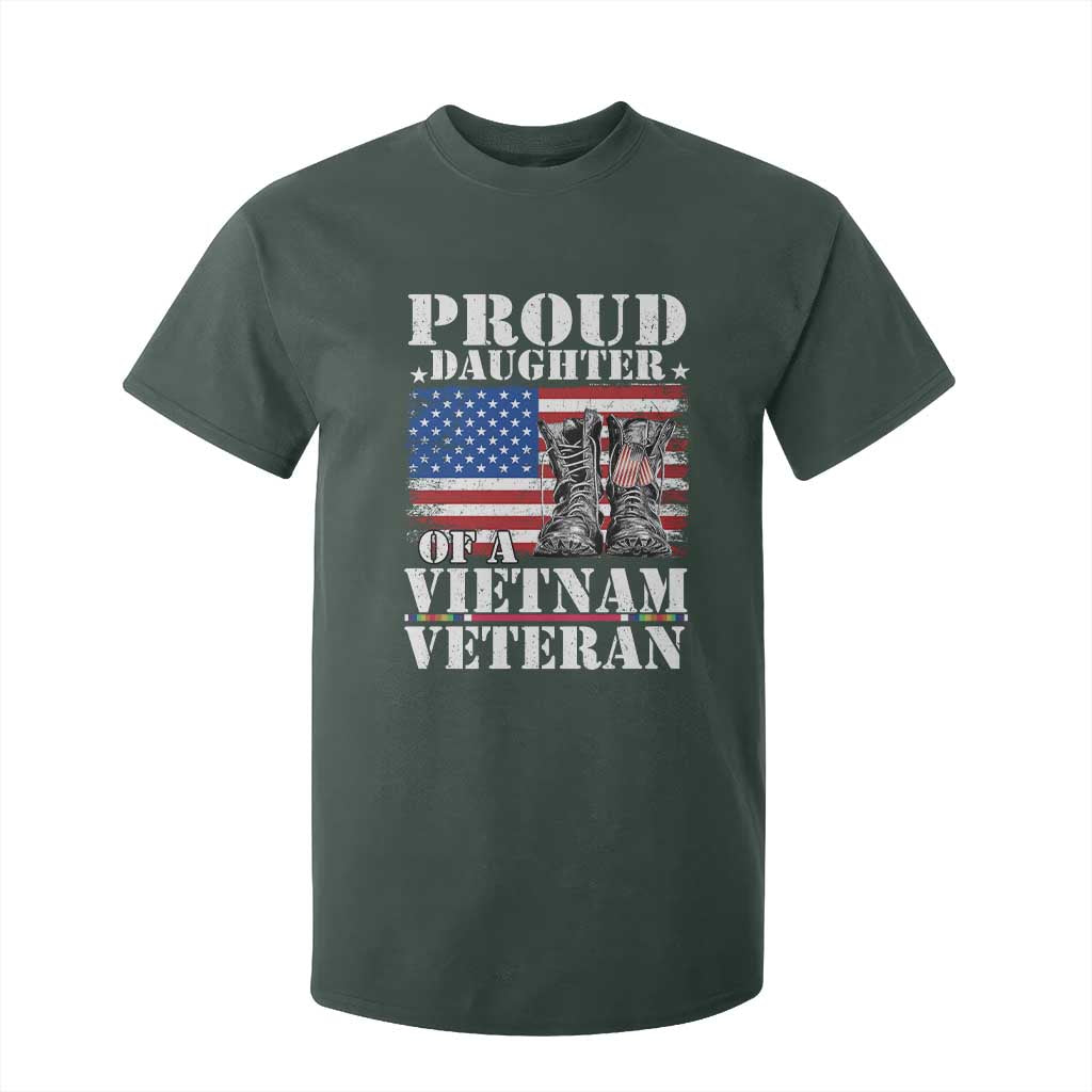 Proud Daughter Of A Vietnam Veteran T Shirt For Kid American Flag Army Boots TS11 Dark Forest Green Print Your Wear