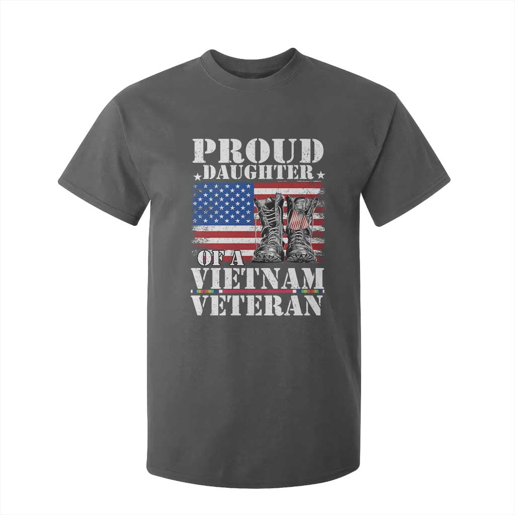 Proud Daughter Of A Vietnam Veteran T Shirt For Kid American Flag Army Boots TS11 Dark Heather Print Your Wear