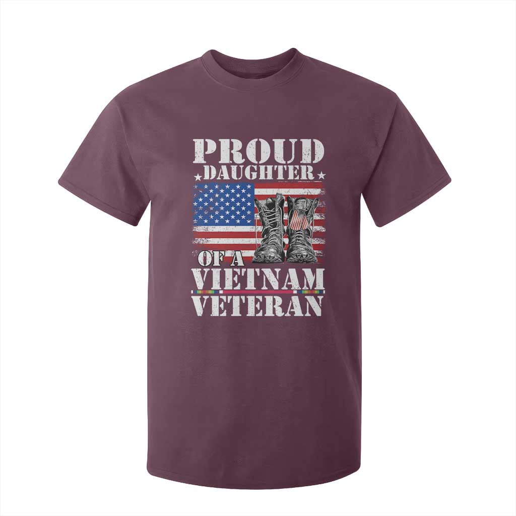 Proud Daughter Of A Vietnam Veteran T Shirt For Kid American Flag Army Boots TS11 Maroon Print Your Wear