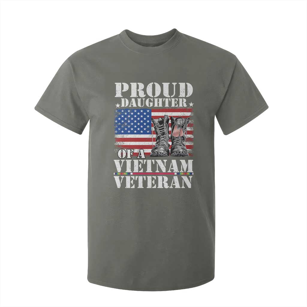 Proud Daughter Of A Vietnam Veteran T Shirt For Kid American Flag Army Boots TS11 Military Green Print Your Wear