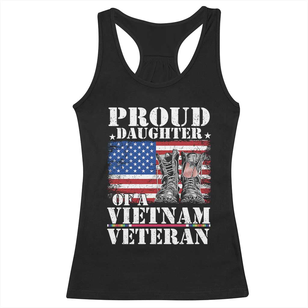 Proud Daughter Of A Vietnam Veteran Racerback Tank Top American Flag Army Boots TS11 Black Print Your Wear