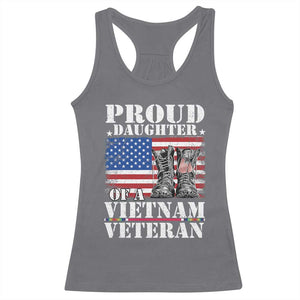 Proud Daughter Of A Vietnam Veteran Racerback Tank Top American Flag Army Boots TS11 Charcoal Print Your Wear