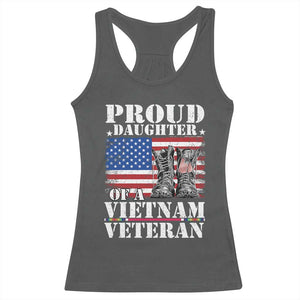 Proud Daughter Of A Vietnam Veteran Racerback Tank Top American Flag Army Boots TS11 Dark Heather Print Your Wear