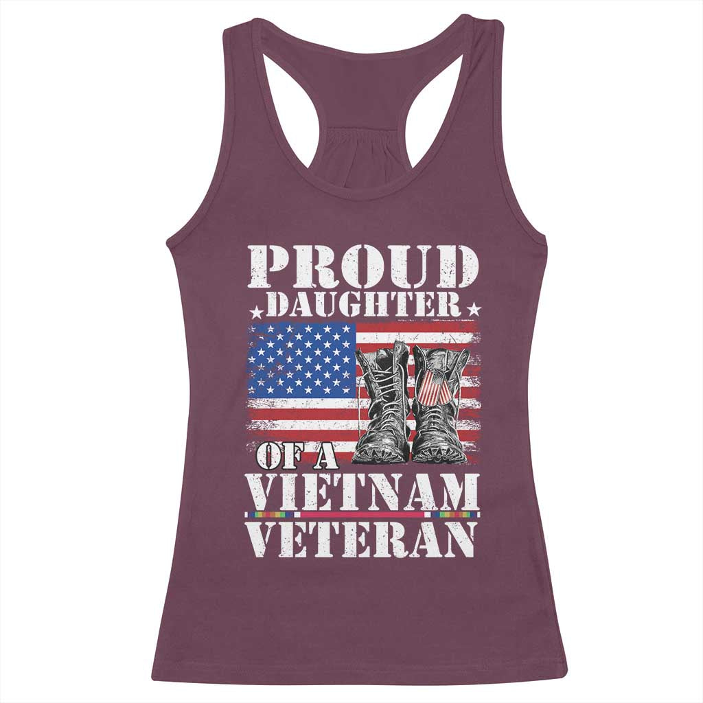 Proud Daughter Of A Vietnam Veteran Racerback Tank Top American Flag Army Boots TS11 Maroon Print Your Wear