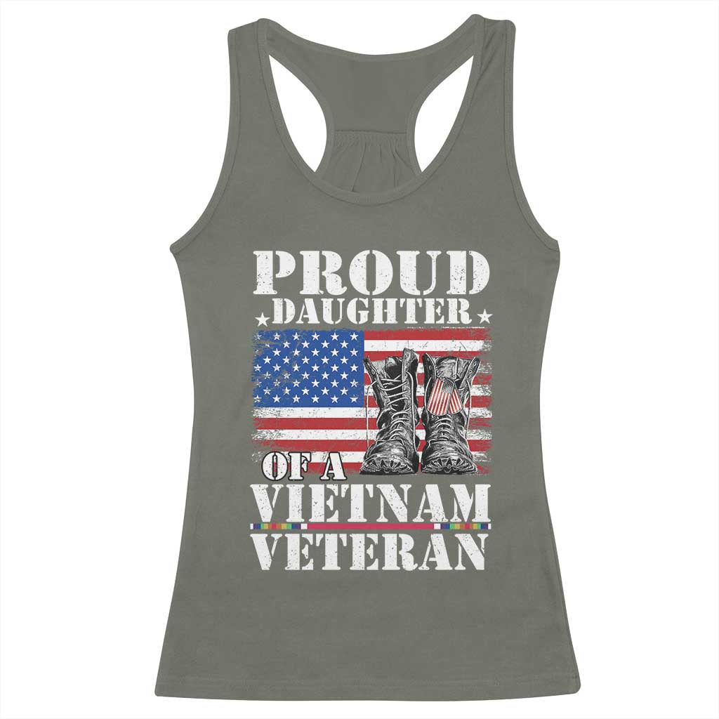 Proud Daughter Of A Vietnam Veteran Racerback Tank Top American Flag Army Boots TS11 Military Green Print Your Wear