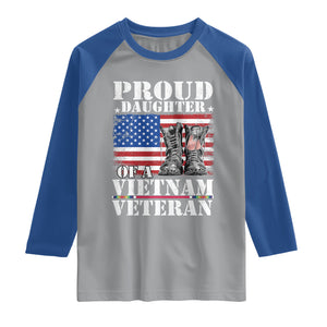 Proud Daughter Of A Vietnam Veteran Raglan Shirt American Flag Army Boots TS11 Sport Gray/Royal Blue Print Your Wear