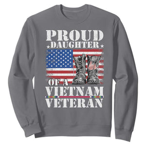 Proud Daughter Of A Vietnam Veteran Sweatshirt American Flag Army Boots TS11 Charcoal Print Your Wear