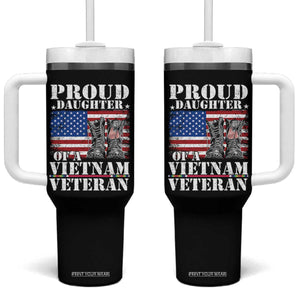 Proud Daughter Of A Vietnam Veteran Tumbler With Handle American Flag Army Boots TS11 One Size: 40 oz Black Print Your Wear