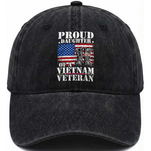Proud Daughter Of A Vietnam Veteran Washed Cotton Baseball Cap American Flag Army Boots TS11 Print Your Wear