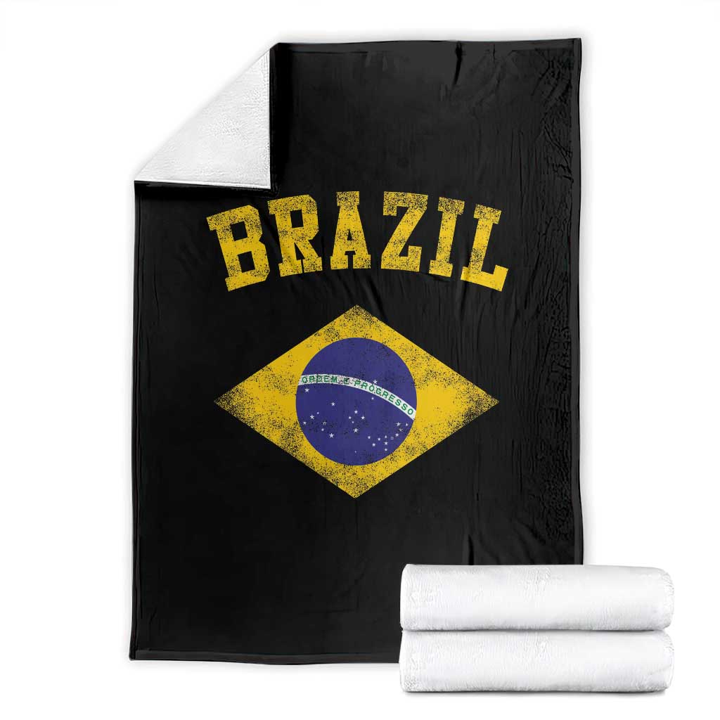 Vintage Brazil Flag Patriotic Brazilian Pride Throw Blanket TS11 Black Print Your Wear