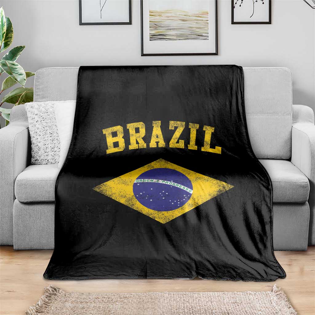 Vintage Brazil Flag Patriotic Brazilian Pride Throw Blanket TS11 Print Your Wear
