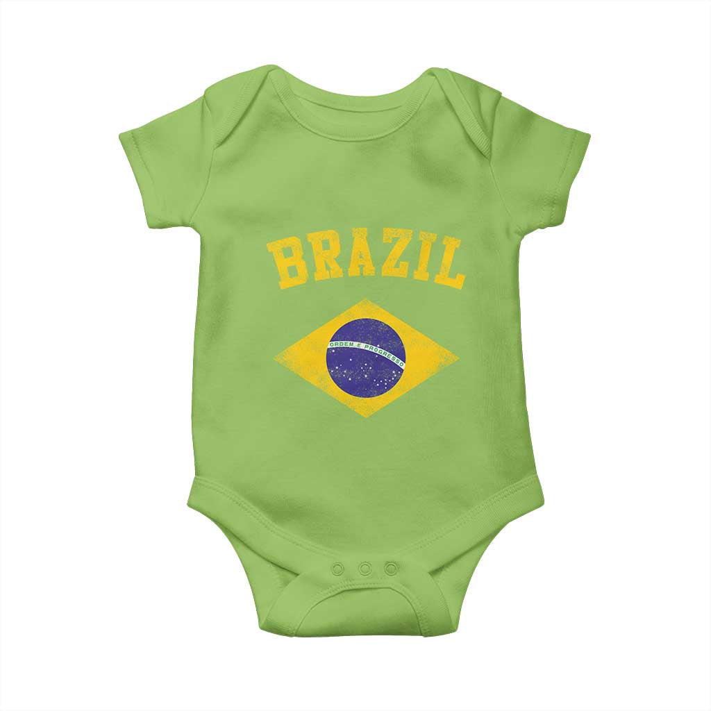 Vintage Brazil Flag Patriotic Brazilian Pride Baby Onesie TS11 Lime Print Your Wear