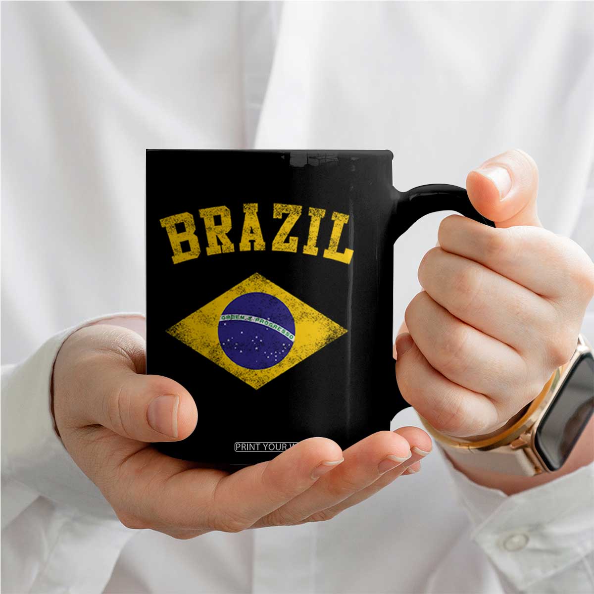 Vintage Brazil Flag Patriotic Brazilian Pride Coffee Mug TS11 Print Your Wear