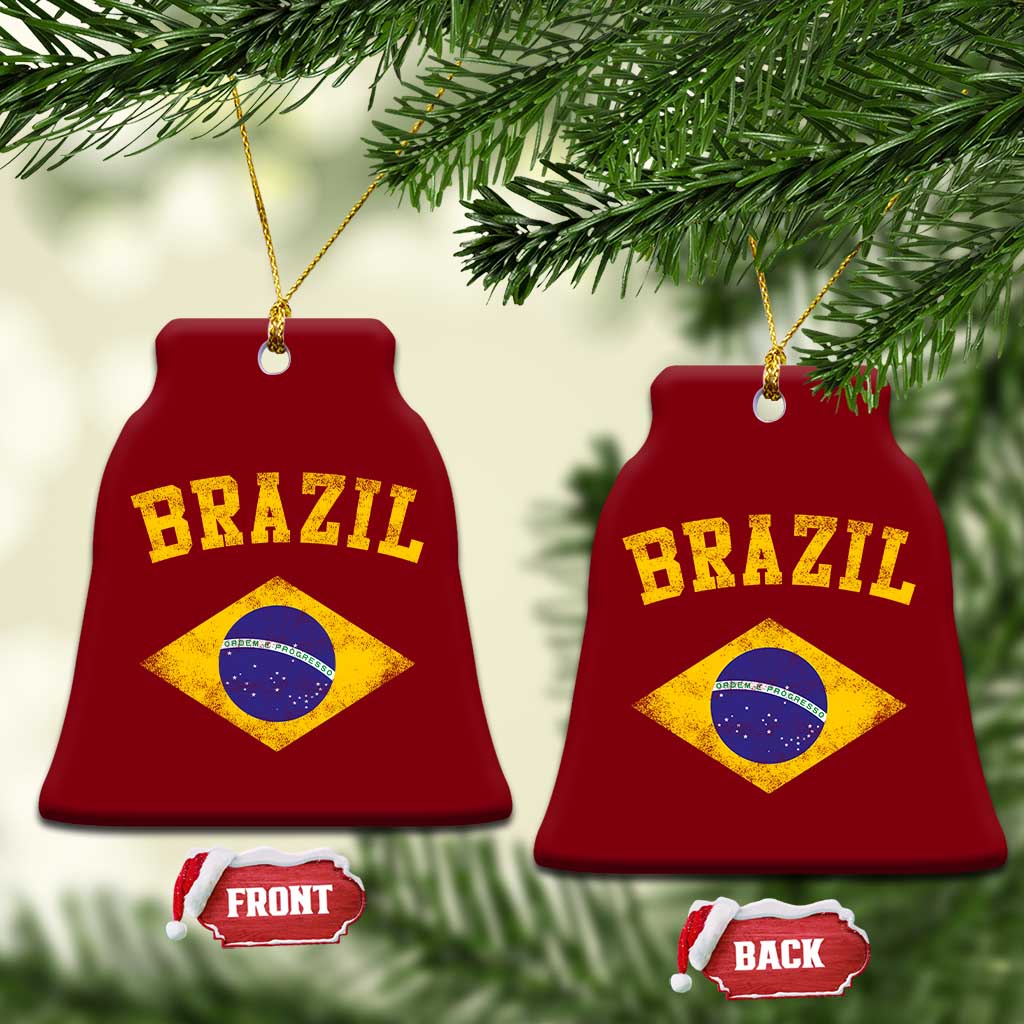 Vintage Brazil Flag Patriotic Brazilian Pride Ceramic Ornament TS11 Print Your Wear