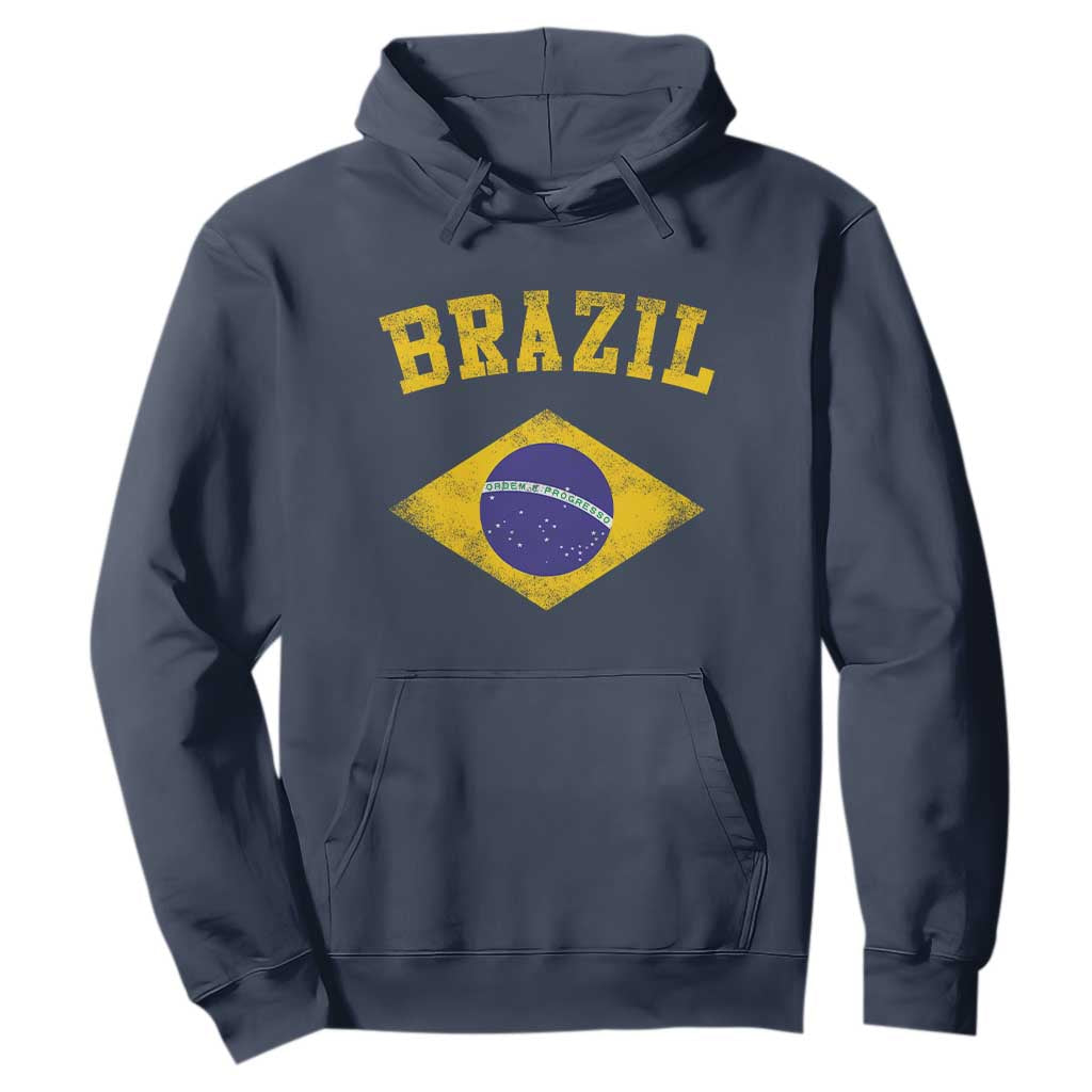 Vintage Brazil Flag Patriotic Brazilian Pride Hoodie TS11 Navy Print Your Wear