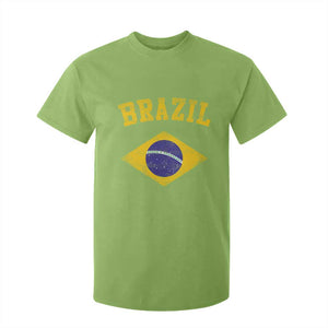Vintage Brazil Flag Patriotic Brazilian Pride T Shirt For Kid TS11 Lime Print Your Wear