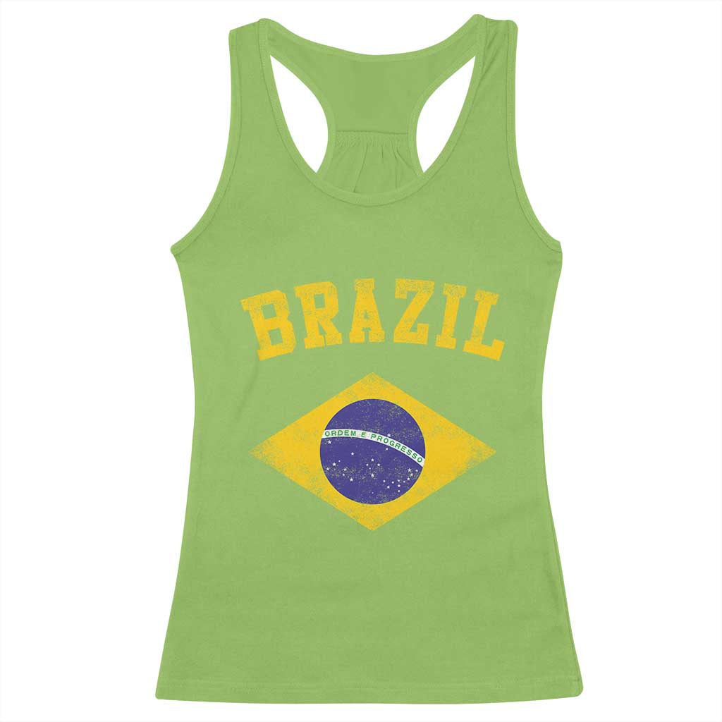 Vintage Brazil Flag Patriotic Brazilian Pride Racerback Tank Top TS11 Lime Print Your Wear