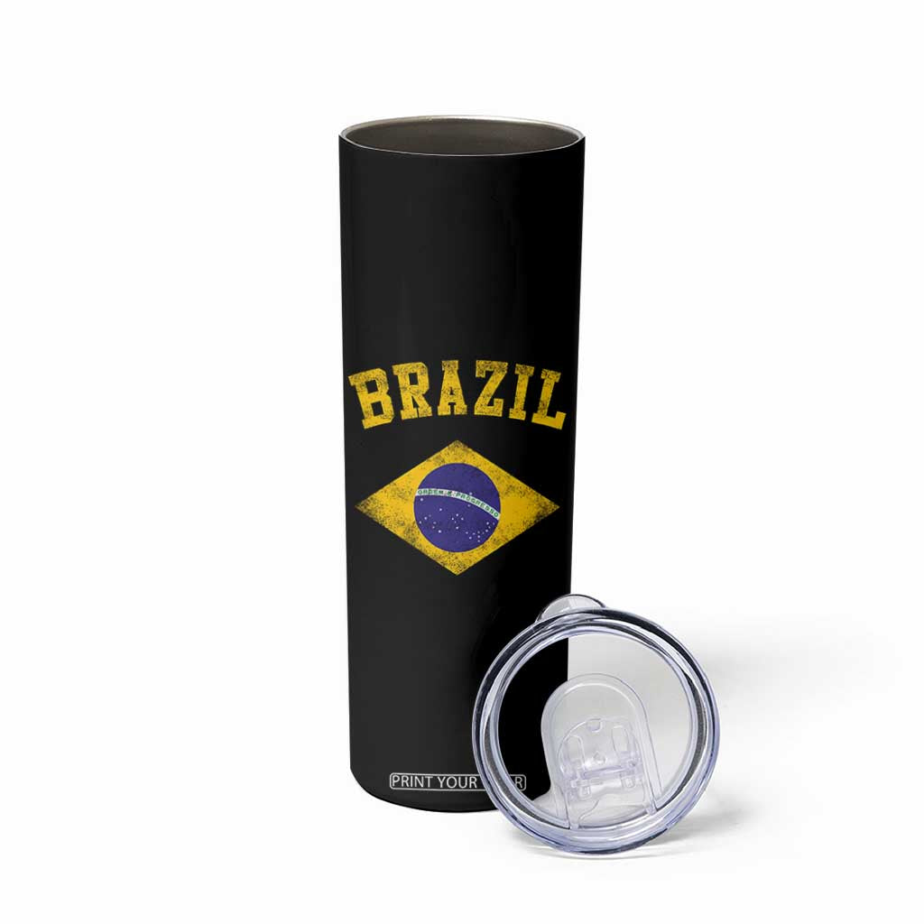 Vintage Brazil Flag Patriotic Brazilian Pride Skinny Tumbler TS11 Print Your Wear