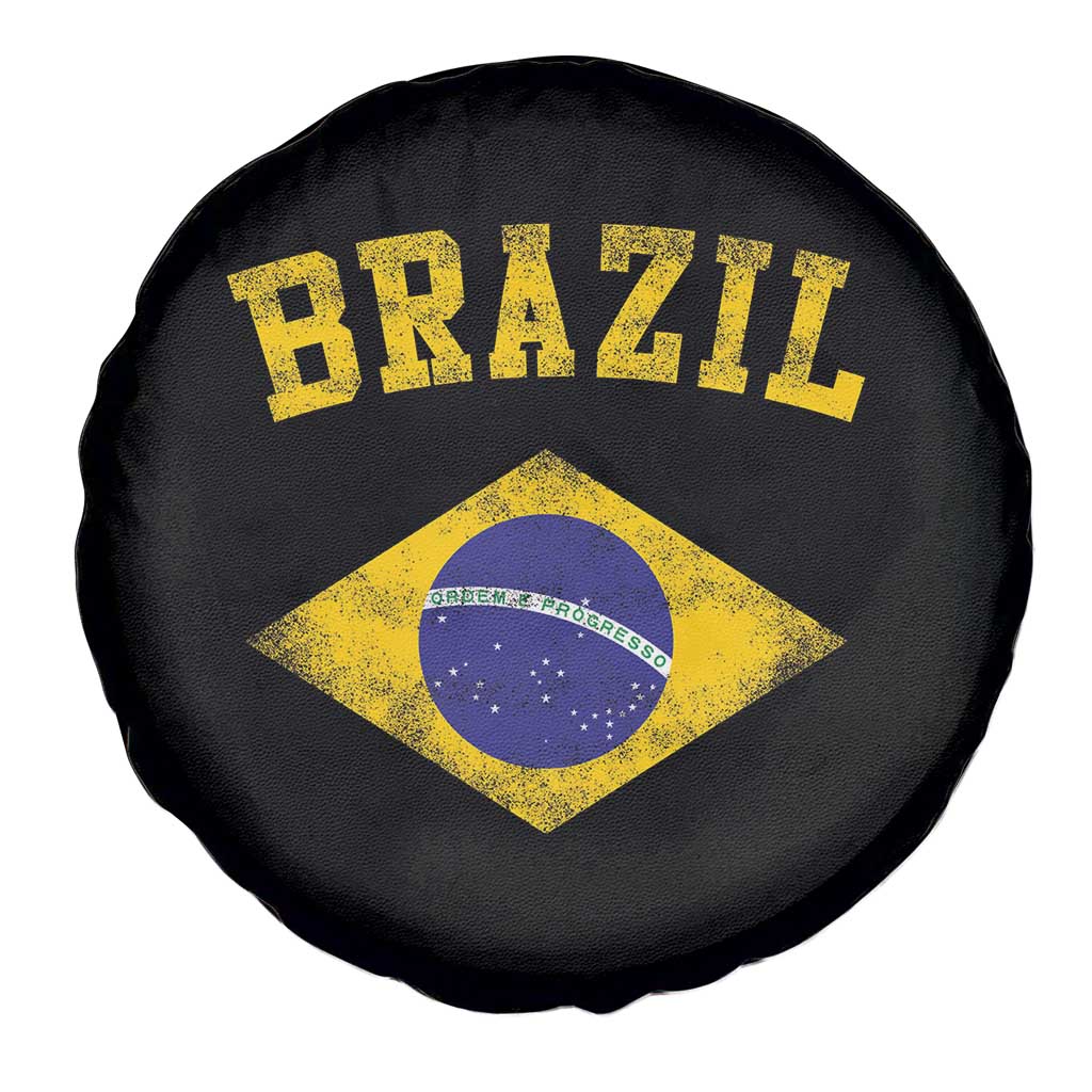 Vintage Brazil Flag Patriotic Brazilian Pride Spare Tire Cover TS11 Print Your Wear