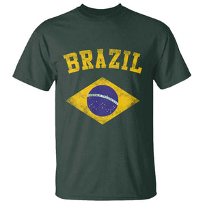 Vintage Brazil Flag Patriotic Brazilian Pride T Shirt TS11 Dark Forest Green Print Your Wear