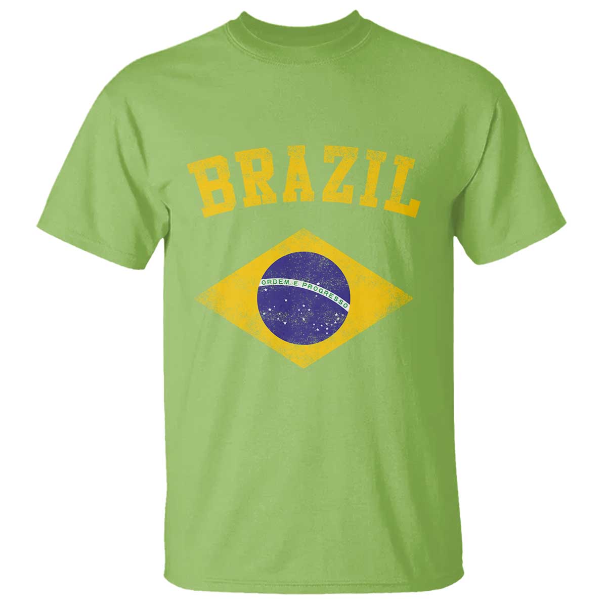 Vintage Brazil Flag Patriotic Brazilian Pride T Shirt TS11 Lime Print Your Wear