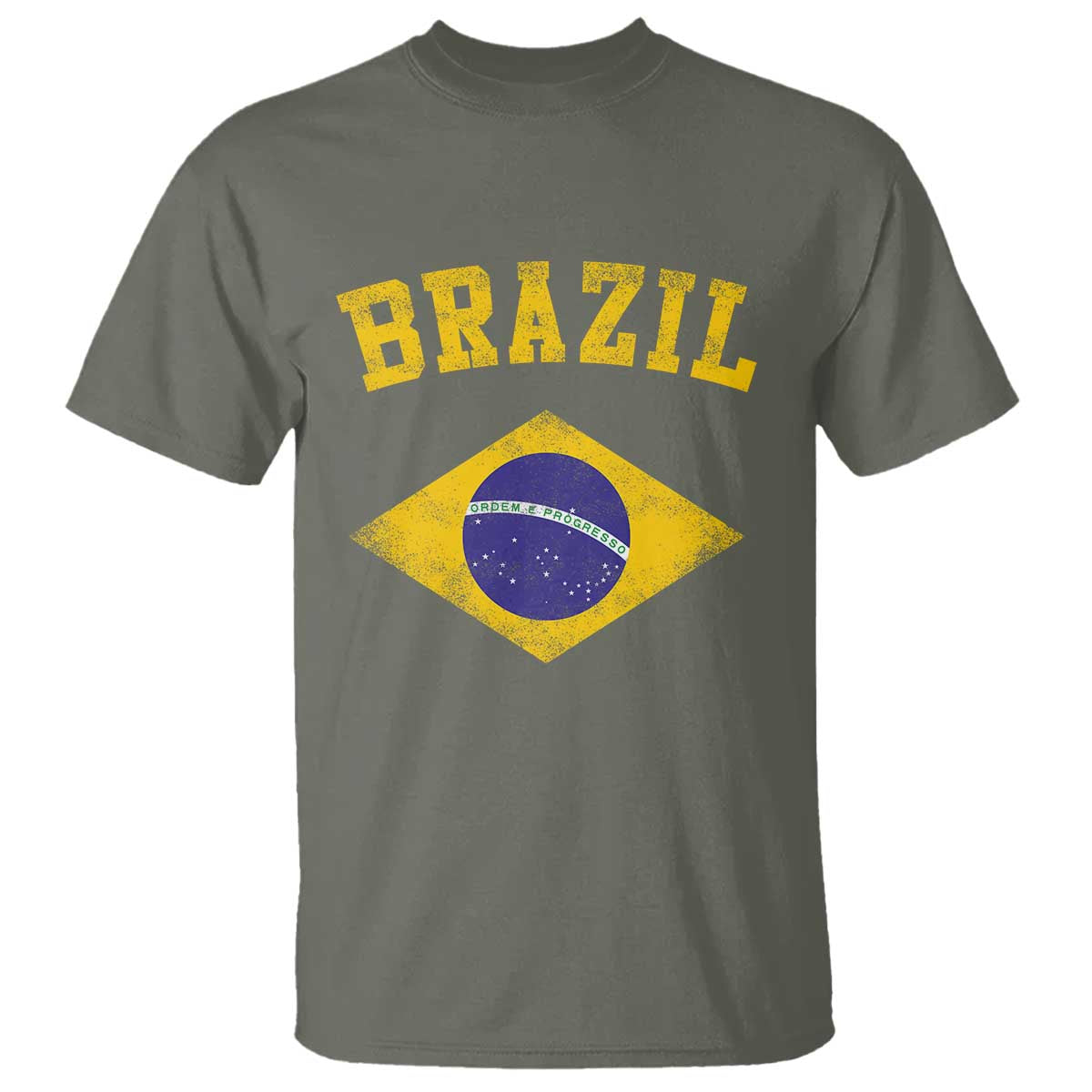 Vintage Brazil Flag Patriotic Brazilian Pride T Shirt TS11 Military Green Print Your Wear
