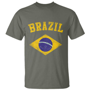 Vintage Brazil Flag Patriotic Brazilian Pride T Shirt TS11 Military Green Print Your Wear